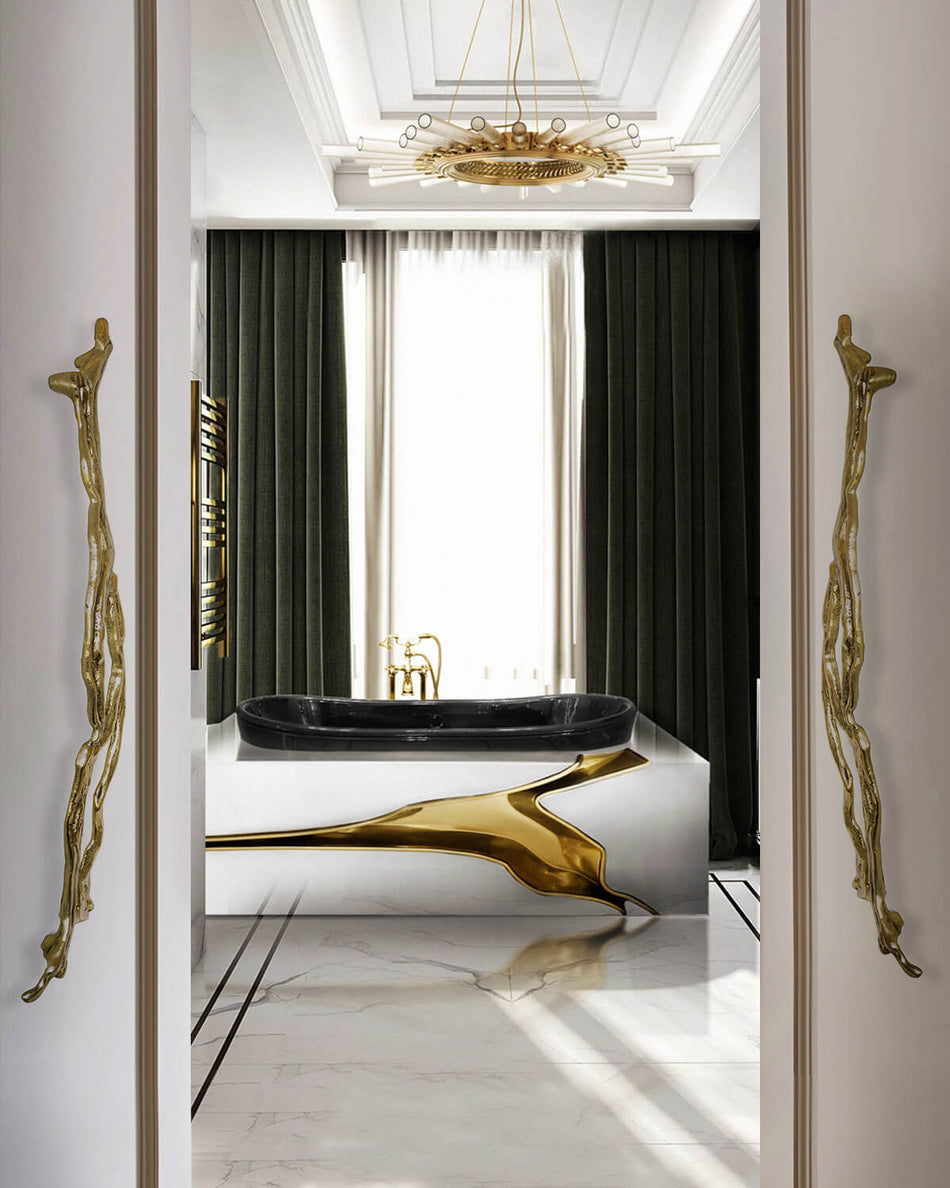 TWO GOLD DOOR PULL FLOW EA1057 BY PULLCAST JEWELRY HARDWARE