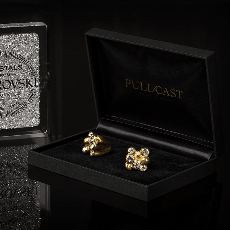 TWO LUXURY GOLD CABINET HANDLE FEU LE4001 BY PULLCAST JEWELRY HARDWARE