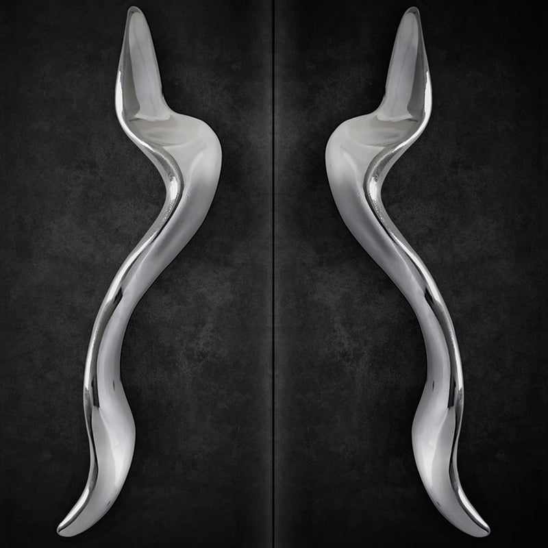 TWO LUXURY SILVER DOOR PULL DUNE EA1060 BY PULLCAST JEWELRY HARDWARE
