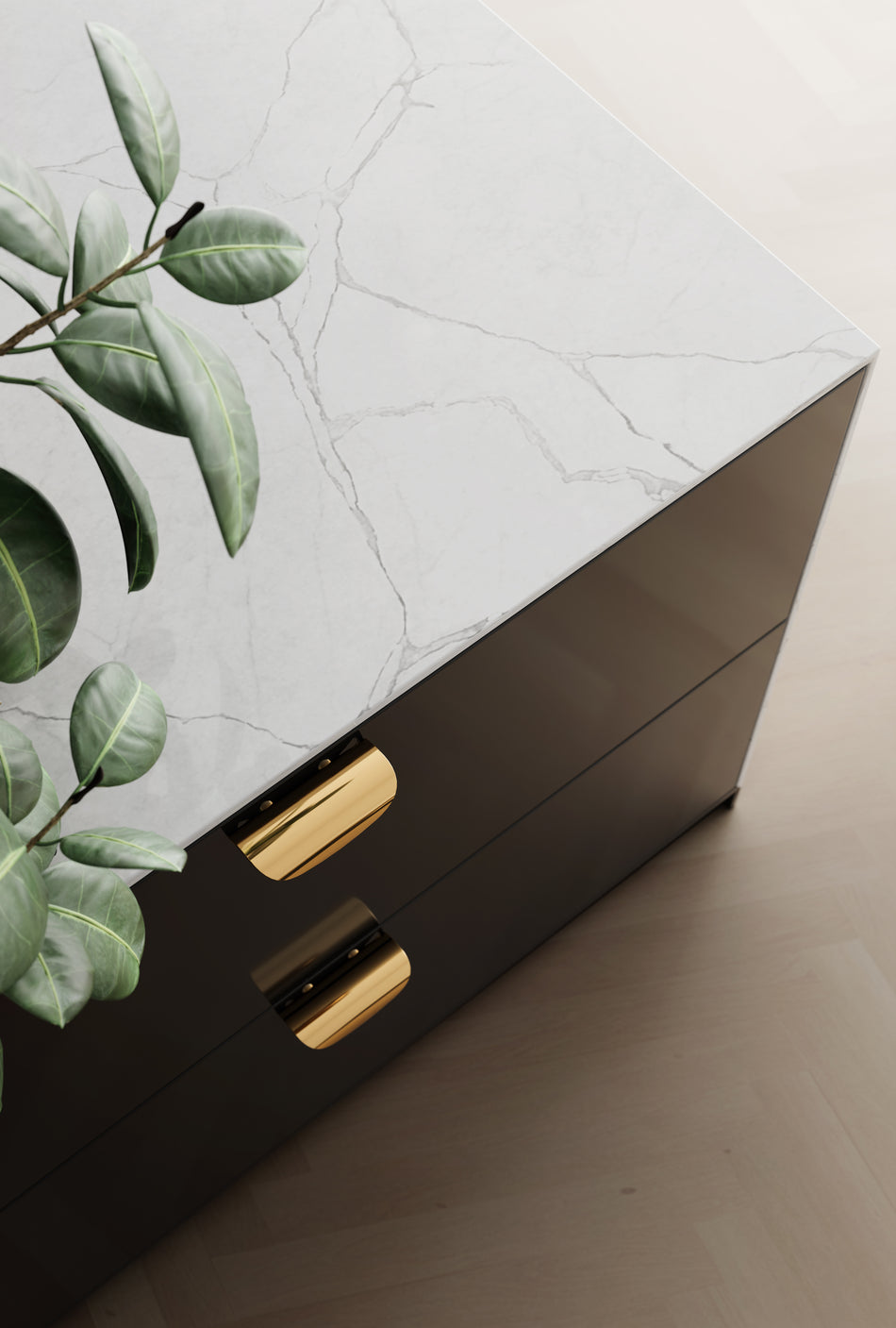 TWO LUXURY GOLD DRAWER HANDLE ATLAS BY PULLCAST JEWELRY HARDWARE